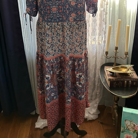 TOK blue and red floral maxi dress - Picture 6 of 7